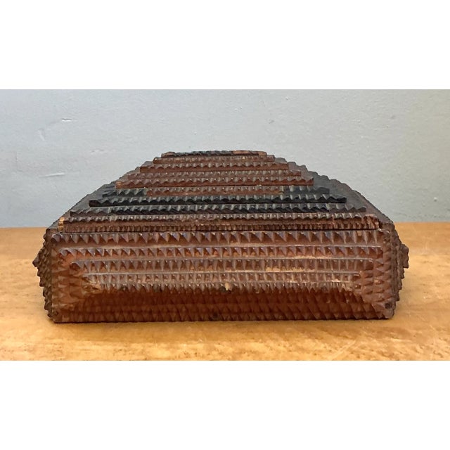 American Vintage Tramp Art Wood Box For Sale - Image 3 of 12