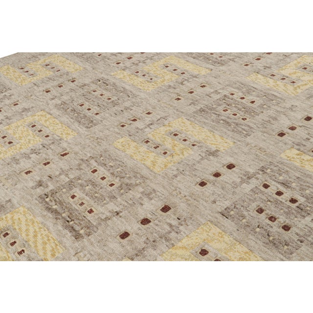 Late 20th Century Rug & Kilim’s Scandinavian Style Rug in Beige-Brown, With Geometric Patterns For Sale - Image 5 of 7