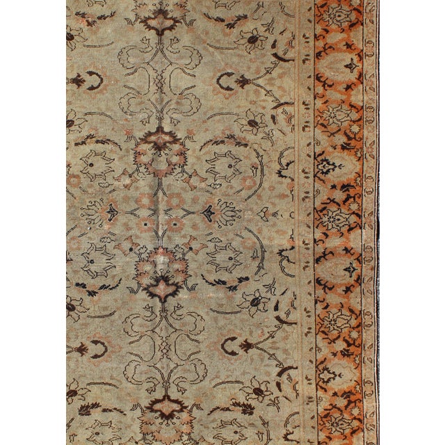 Traditional Floral Antique Fine Weave Turkish Sivas Rug With Neutral Color Palette For Sale - Image 3 of 6