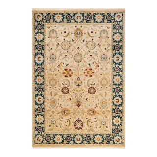Mogul, One-of-a-Kind Hand-Knotted Area Rug in Ivory, 6' 1" x 8' 10" For Sale