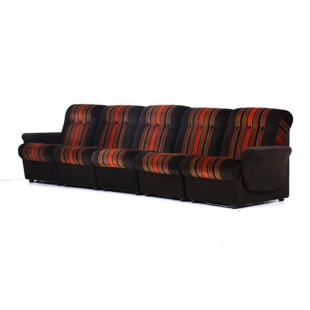 Mid-Century Modular Fabric Sofa, 1970s, Set of 5 For Sale - Image 9 of 10