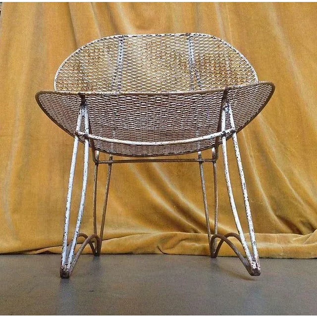 White 1960s Vintage Iron Garden Chair For Sale - Image 8 of 9