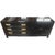 Vintage dresser featuring a rich black painted finish with warm brass hardware. Three drawers and a cabinet with three...
