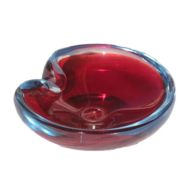 Mid-Century Red Murano Glass Bowl from Seguso, 1960s For Sale