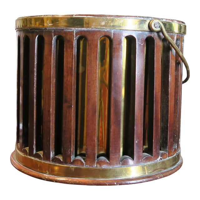 A George III Mahogany and Brass Plate Bucket, Late 18th Century For Sale