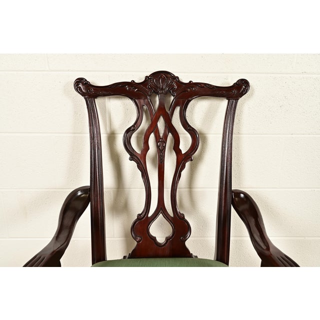 Wood Thomasville Chippendale Carved Mahogany Dining Chairs, Set of Six For Sale - Image 7 of 15