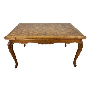 French Louis XVI Extendable Dining Table in Carved Oak For Sale