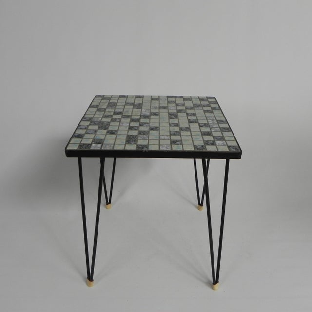 Metal Side Table with Mini Tiles, 1950s For Sale - Image 7 of 12