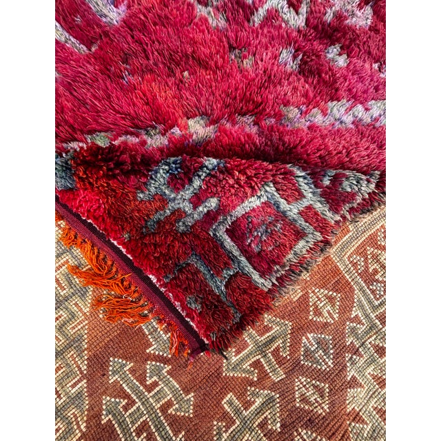 Textile Vintage Beni M’Guild Moroccan Rug – Deep Red Tribal Wool Carpet – Long Gallery Runner For Sale - Image 7 of 8