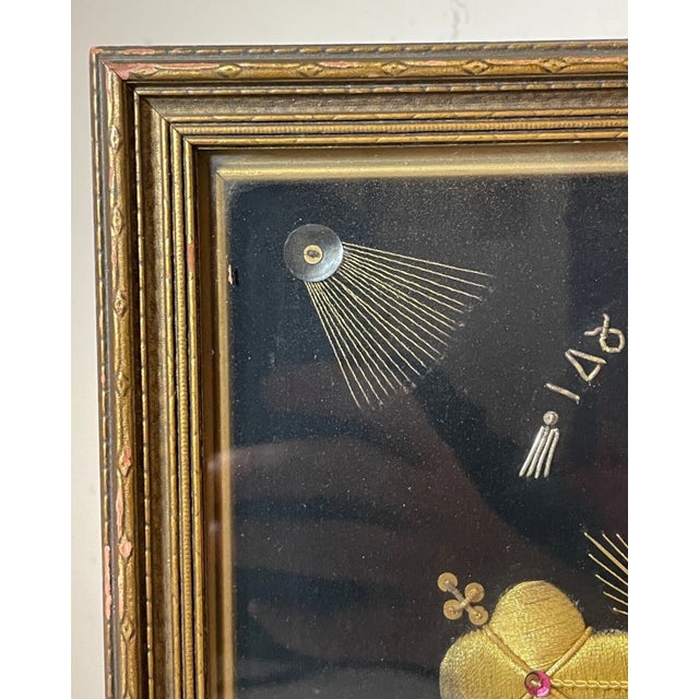 Glass Antique Hand Embroidered Greek Christian Orthodox Sailor Crucifix Cross Art For Sale - Image 7 of 11