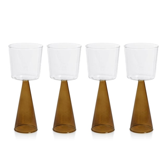 Viterbo Wine Red Wine Glasses - Amber, Set of 4 For Sale - Image 4 of 4