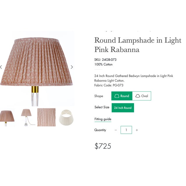 English Fermoie 24" Gathered Berwyn Lampshade in Light Pink ( Peach) Rabanna For Sale - Image 3 of 6