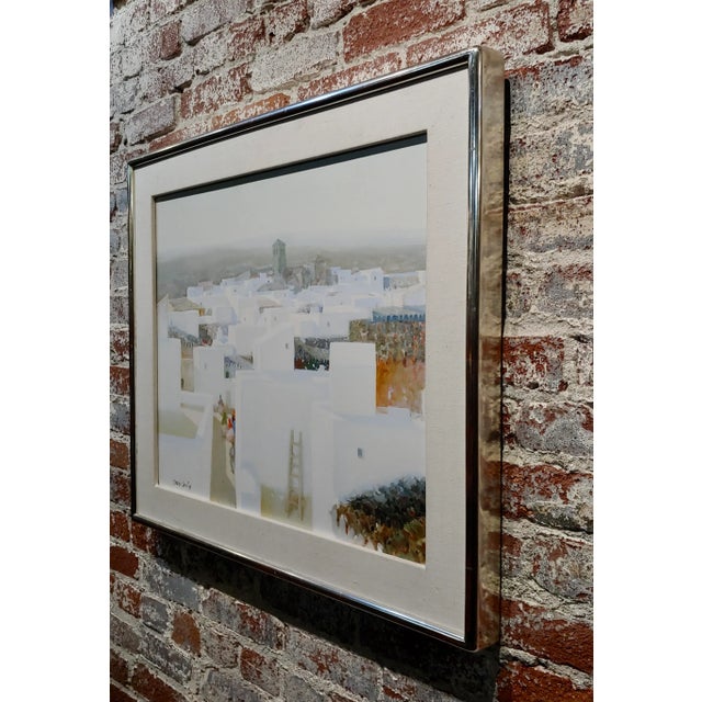 Textile Manuel Tosar Granados -Spanish Pueblo in Andalusia-Oil Painting For Sale - Image 7 of 10