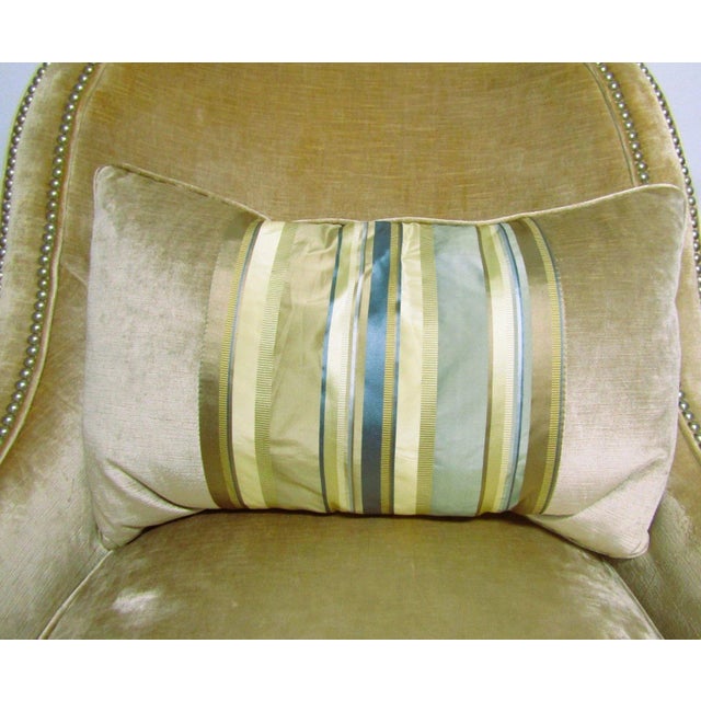 Pair of Century Furniture Velvet Upholstered Nail Head Lounge Chairs and Pillows For Sale - Image 12 of 18