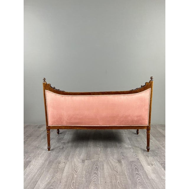 20th Century Louis XVI Style Sofa in Carved Wood and Velvet For Sale - Image 6 of 13
