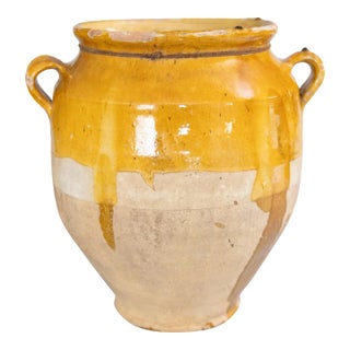 19th Century French Glazed Yellow Confit Pot For Sale