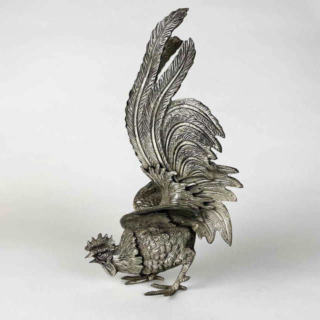 Bronze Cast Roosters in Silver, 1900s, Set of 2 For Sale - Image 9 of 11