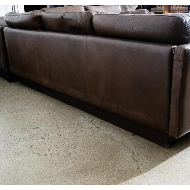 Animal Skin 1960s Mid Century Danish Modern Sofa Sectional Attributed to Georg Brown Thams Brown Leather Couch L For Sale - Image 7 of 10