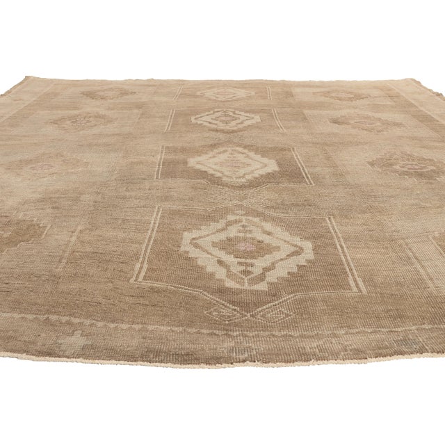 Mid-Century Modern Earth-Tone Vintage Turkish Kars Rug, 10'00 X 10'08 For Sale - Image 3 of 11