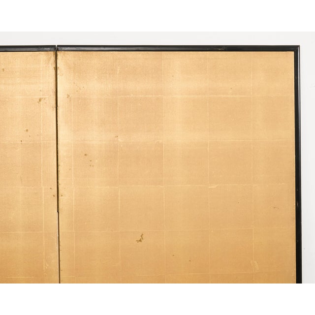 Mid 20th Century Japanese Showa Two Panel Screen Egrets in Grass For Sale In Sacramento - Image 6 of 18