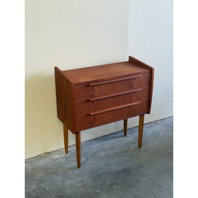 Mid-Century Modern Mid Century Danish Teak 3-Drawer Chest – Vintage Scandinavian Small Dresser 1960s For Sale - Image 3 of 8