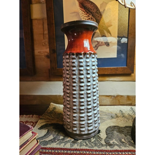 Discover the striking allure of this Jaspa "Space Age "vase from 1970. Unusual height of almost 12 inches Crafted in West...