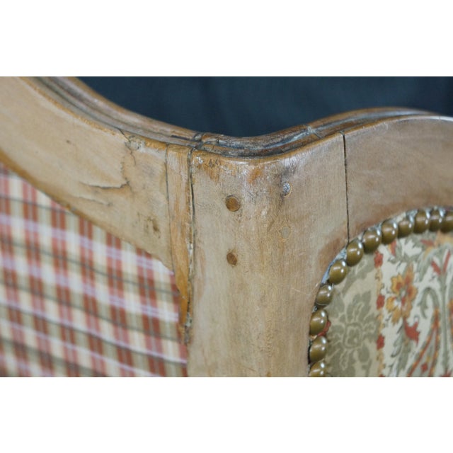 Vintage French Louis XVI Style Walnut Bergère Wingback Library Reading Chair For Sale - Image 13 of 18