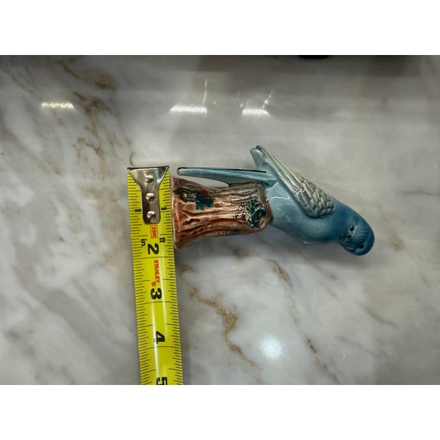 Vintage Blue Parakeet Salt and Pepper Shakers, Coordinating Pair For Sale - Image 9 of 10