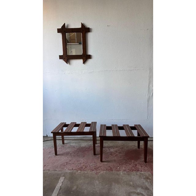 Vintage French Brass Bound Luggage Racks, 1940s, Set of 2 For Sale - Image 6 of 7