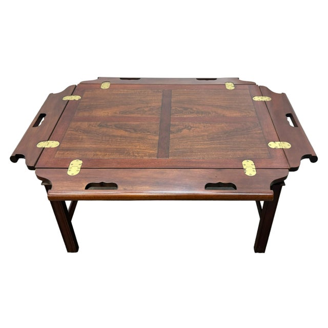 Vintage Baker Historic Charleston Collection Chippendale Style Mahogany Butler’s Tray Coffee Table For Sale - Image 9 of 11