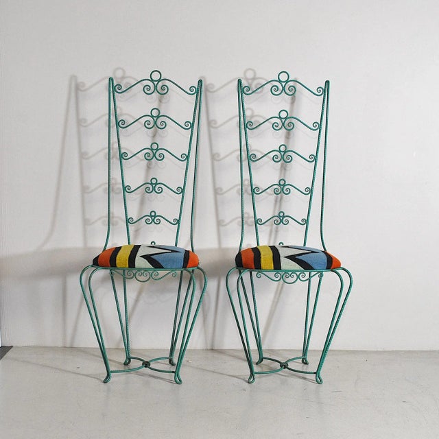 Set of Chiavari Style Iron Outdoor Chairs, 1960s, in Good conditions. Designed 1960 to 1969