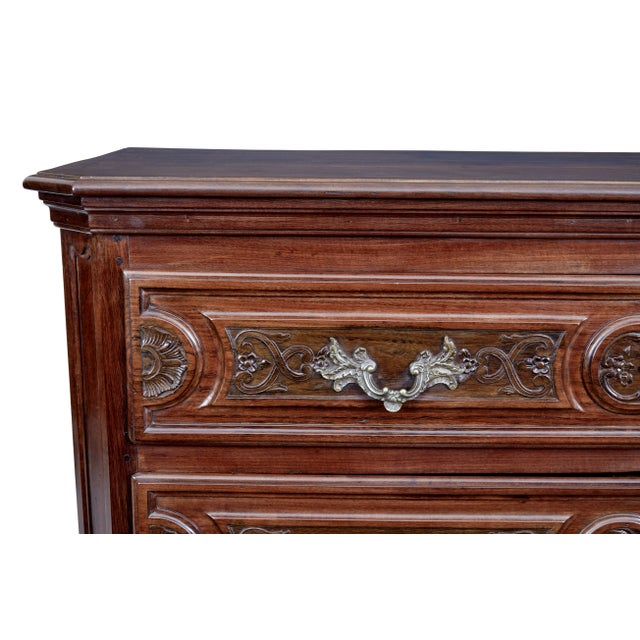 Wood French Carved Walnut Provincial Commode, 1850s For Sale - Image 7 of 11