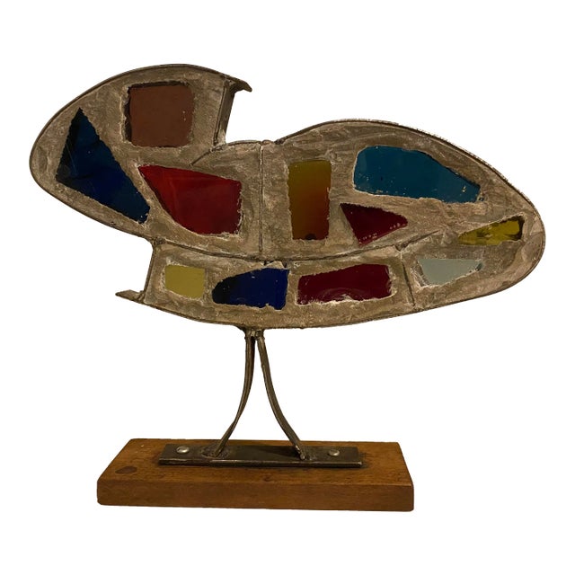 Samuel Jagoda, (1929-2021), Mid 20th Century Modern Abstract Steel and Color Glass Sculpture For Sale