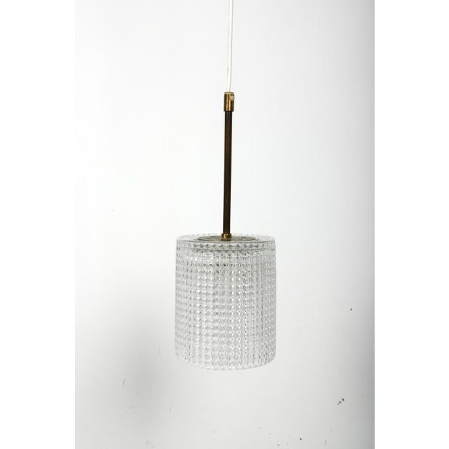 1960s 1960s Scandinavian Carl Fagerlund Textured Glass and Brass Pendant For Sale - Image 5 of 9