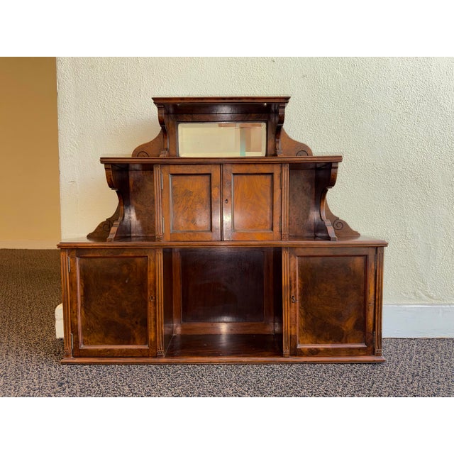 Antique Victorian English Wall Cabinet or Hutch With Burled Wood For Sale - Image 10 of 11