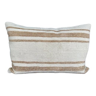 Turkish Hemp Pillow Cushion Natural Beige Brown Pillow Cushion Cover 16" x 24" For Sale