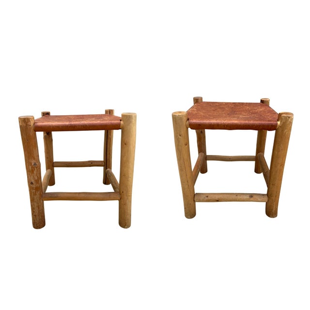 Vintage Rustic Log Chair & Stool Set For Sale - Image 14 of 17