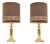 Vintage Brass Table Lamps with Velvet Shades, 1970s, Set of 2 For Sale