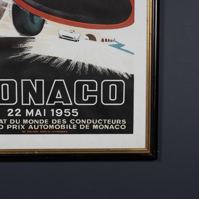 Vintage 20th Century Framed 1955 Monaco Grand Prix Poster by Jean Ramel, 1985 For Sale - Image 9 of 18