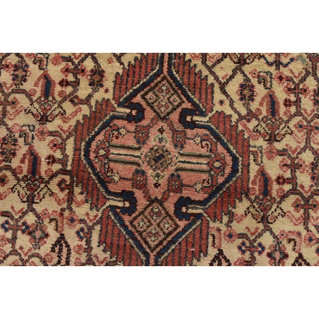 Ivory Hamedan Runner 3’3” X 8’11” Ivory Wool Vintage Tribal Hand-Knotted Carpet For Sale - Image 8 of 15