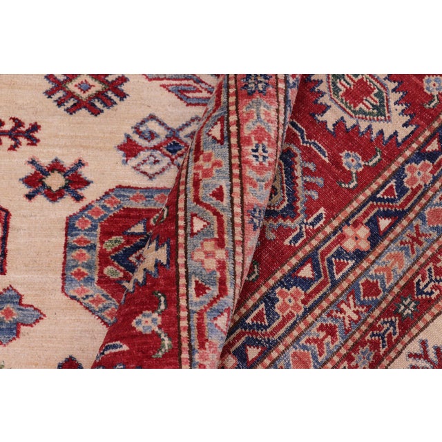 Beige Southwestern Super Kazak Beige/Red Wool Rug - 8'1'' X 9'7'' For Sale - Image 8 of 10