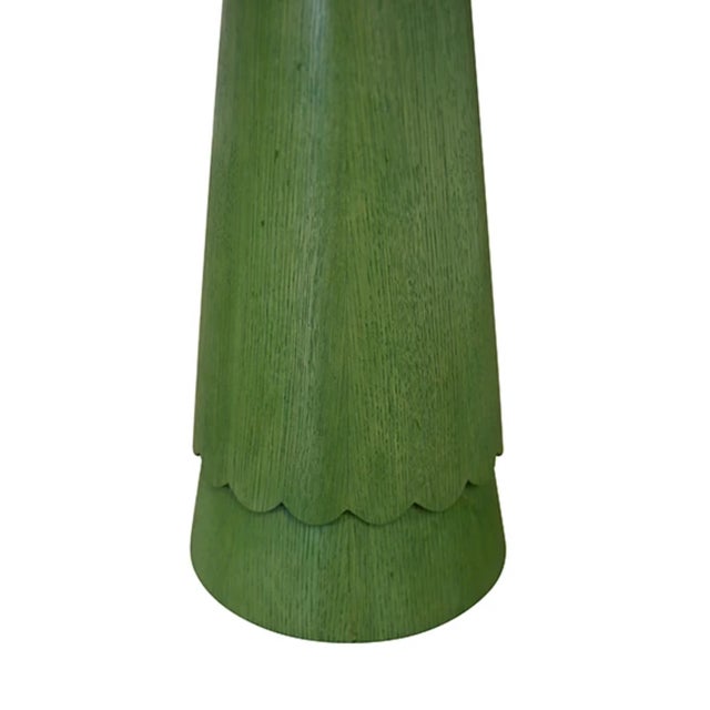 Worlds Away Matthew Izzo Home Valencia Kelly Green Stained Oak Scalloped Drink Table For Sale - Image 4 of 6