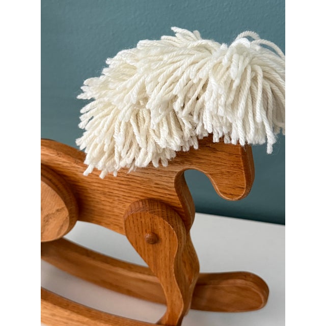 Wood Vintage Wood Toy Rocking Horse Yarn Mane For Sale - Image 7 of 9
