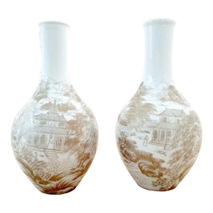 Late 19th Century Chinese Porcelain River Landscape Tianqiuping Pair