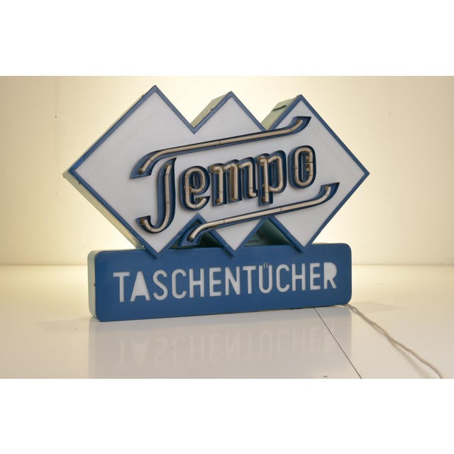 German Neon Sign from Tempo Tissues, 1950 For Sale - Image 9 of 18