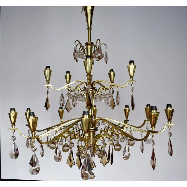 Gold Art Deco Chandelier from Maison Baguès, 1940s For Sale - Image 8 of 13