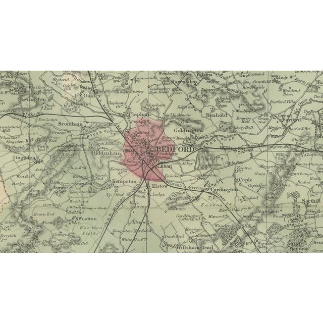 Late 19th Century Victorian Map of Bedfordshire with Railways and County Detail, 1885 For Sale - Image 5 of 9