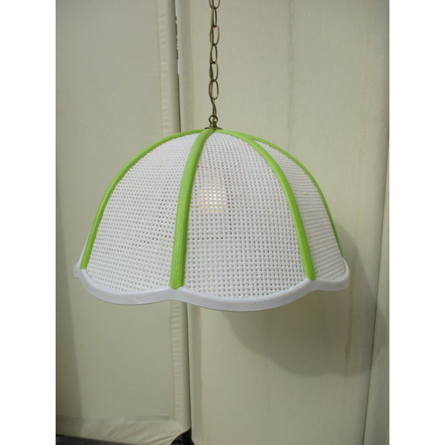 1960s Mid-Century Modern Green and White Swag Lamp For Sale - Image 5 of 8