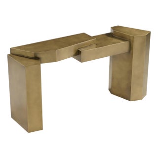 Brooke Modern Sculptural Console Table in Brass For Sale