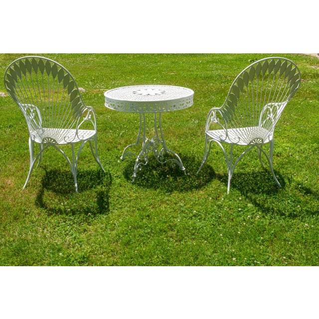 Fanciful Hollywood Regency 60s Iron Table and Chair Set - Set of 3 For Sale - Image 10 of 12